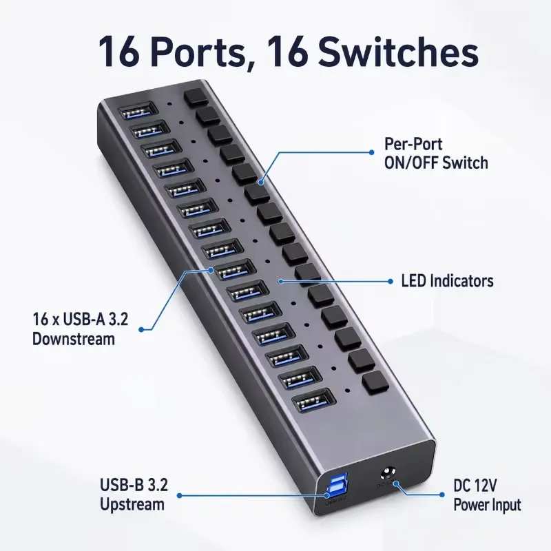 AP01, Hub USB 3.2 Gen2 de 16 P - Usb Hub reseña y precio